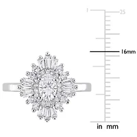 Created White Sapphire Floral Ring Sterling Silver
