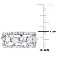 Lab Created White Sapphire Band Ring Sterling Silver