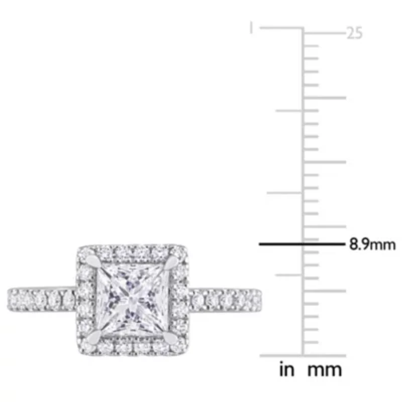 1.5 ct. t.w. Lab Created Diamond Halo Engagement Ring 14K White Gold