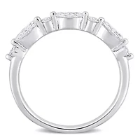 CT TGW Lab Created Diamond Semi-Eternity Ring Platinum Plated Sterling Silver