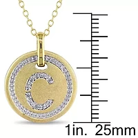 Diamond Accent Initial Pendant with Chain in Yellow Plated Sterling Silver