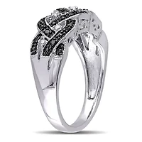 1/6 CT TW Black and White Diamond Braided Anniversary Band Sterling Silver