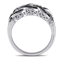 1/6 CT TW Black and White Diamond Braided Anniversary Band Sterling Silver
