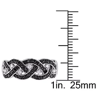 1/6 CT TW Black and White Diamond Braided Anniversary Band Sterling Silver