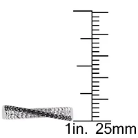 1/4 CT TW Black and White Diamond Crossover Anniversary Band Sterling Silver