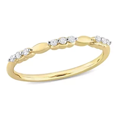 1/10 CT TW Diamond Promise Band Ring Yellow Plated Sterling Silver