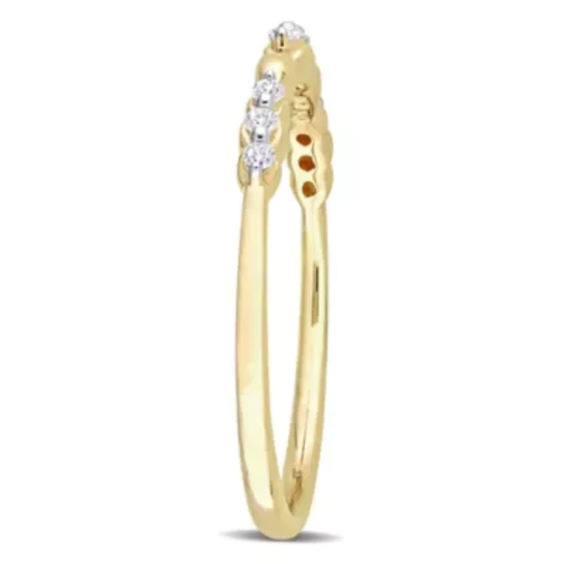1/10 CT TW Diamond Promise Band Ring Yellow Plated Sterling Silver