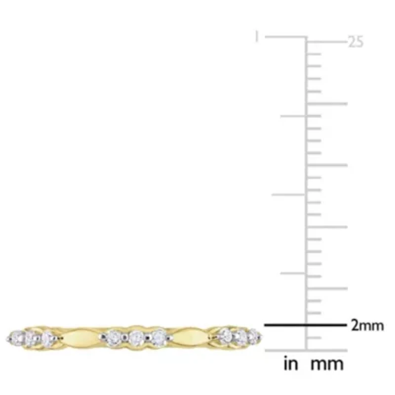 1/10 CT TW Diamond Promise Band Ring Yellow Plated Sterling Silver