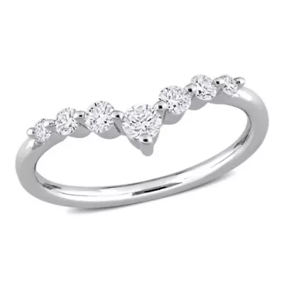 3/8 CT TGW Lab Created Diamond Chevron Ring Platinum Plated Sterling Silver