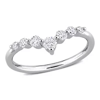 3/8 CT TGW Lab Created Diamond Chevron Ring Platinum Plated Sterling Silver