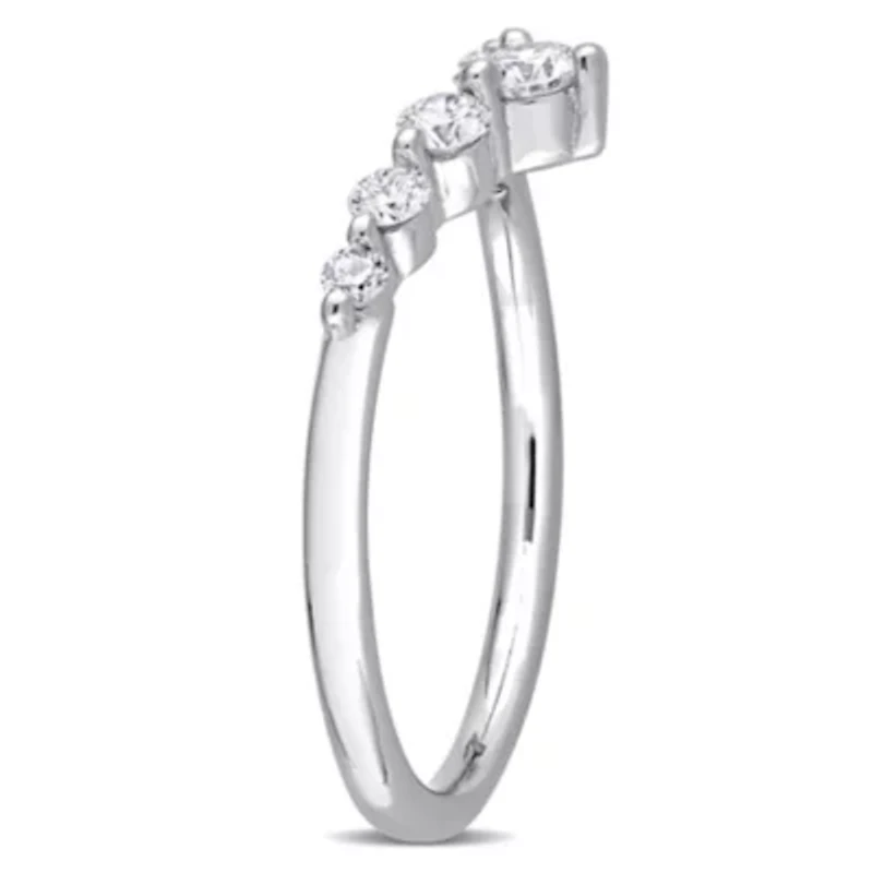 3/8 CT TGW Lab Created Diamond Chevron Ring Platinum Plated Sterling Silver