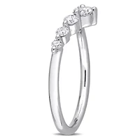 3/8 CT TGW Lab Created Diamond Chevron Ring Platinum Plated Sterling Silver