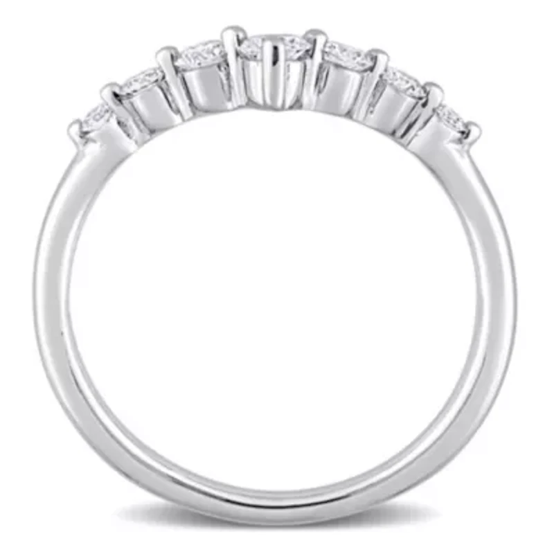 3/8 CT TGW Lab Created Diamond Chevron Ring Platinum Plated Sterling Silver