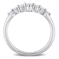 3/8 CT TGW Lab Created Diamond Chevron Ring Platinum Plated Sterling Silver