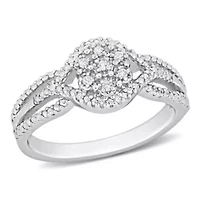 1/10 CT TW Diamond Cluster Ring Sterling Silver