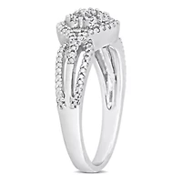 1/10 CT TW Diamond Cluster Ring Sterling Silver