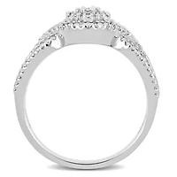 1/10 CT TW Diamond Cluster Ring Sterling Silver