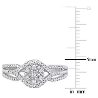 1/10 CT TW Diamond Cluster Ring Sterling Silver