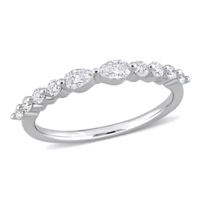 5/8 CT TGW Lab Created Diamond Band Platinum Plated Sterling Silver