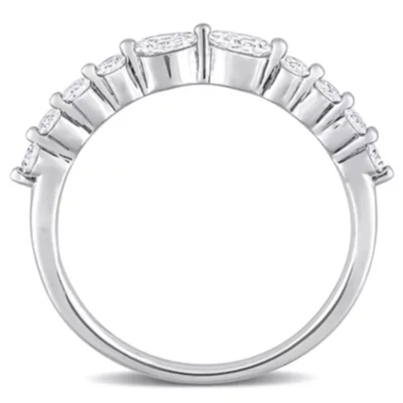 5/8 CT TGW Lab Created Diamond Band Platinum Plated Sterling Silver