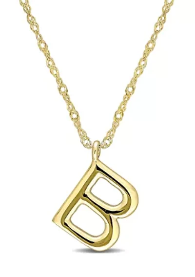 Initial Pendant with Chain in 14k Yellow Gold