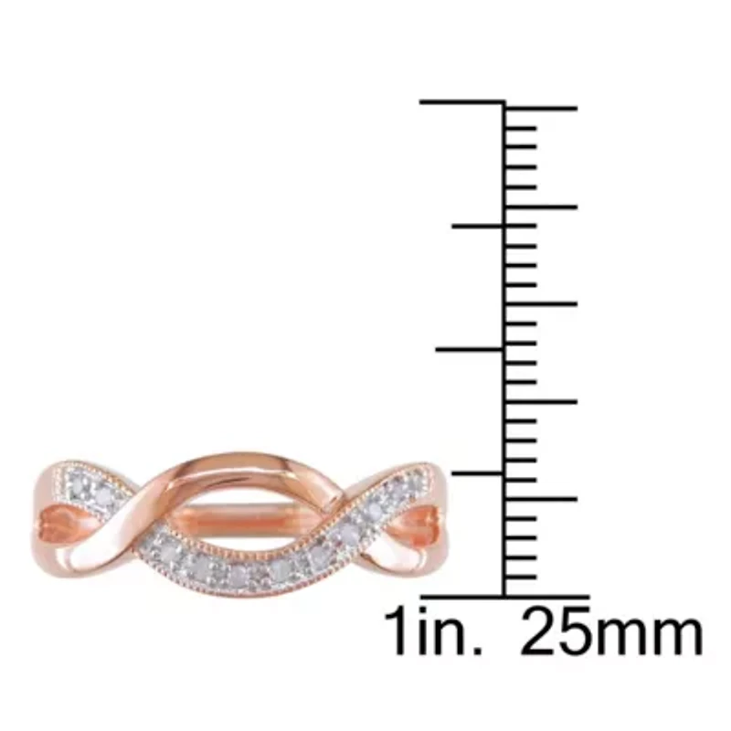 1/10 CT TW Diamond Crossover Ring Rose Plated Sterling Silver