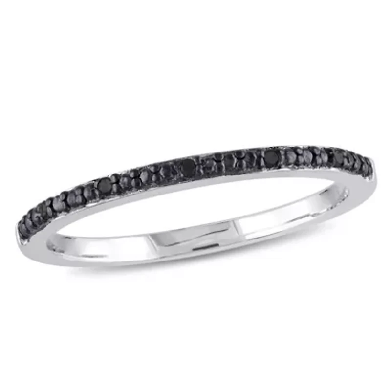 Black Diamond Anniversary Band Sterling Silver with Rhodium