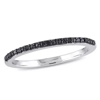 Black Diamond Anniversary Band Sterling Silver with Rhodium
