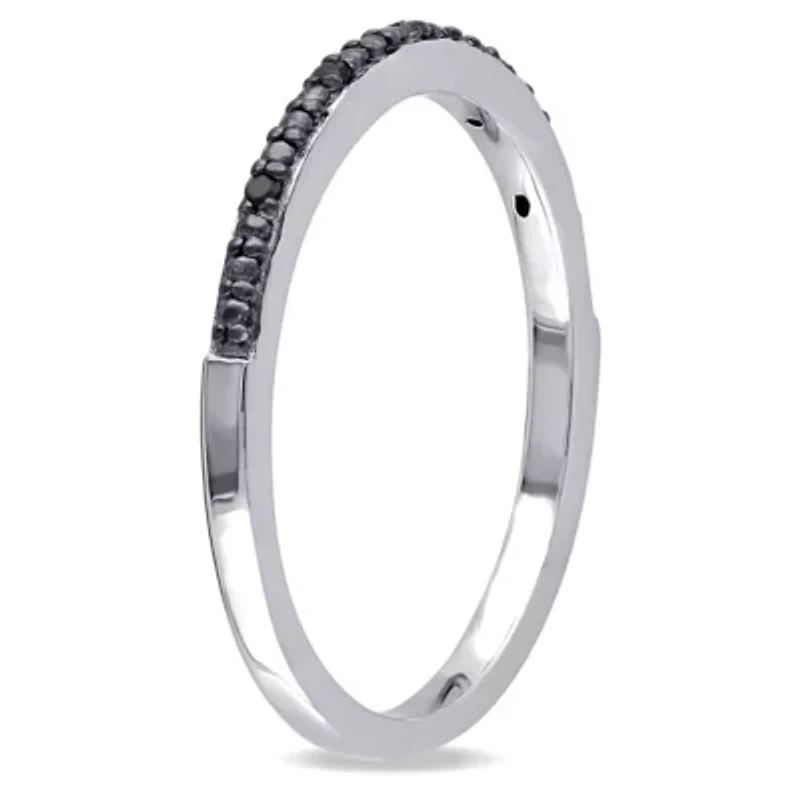 Black Diamond Anniversary Band Sterling Silver with Rhodium