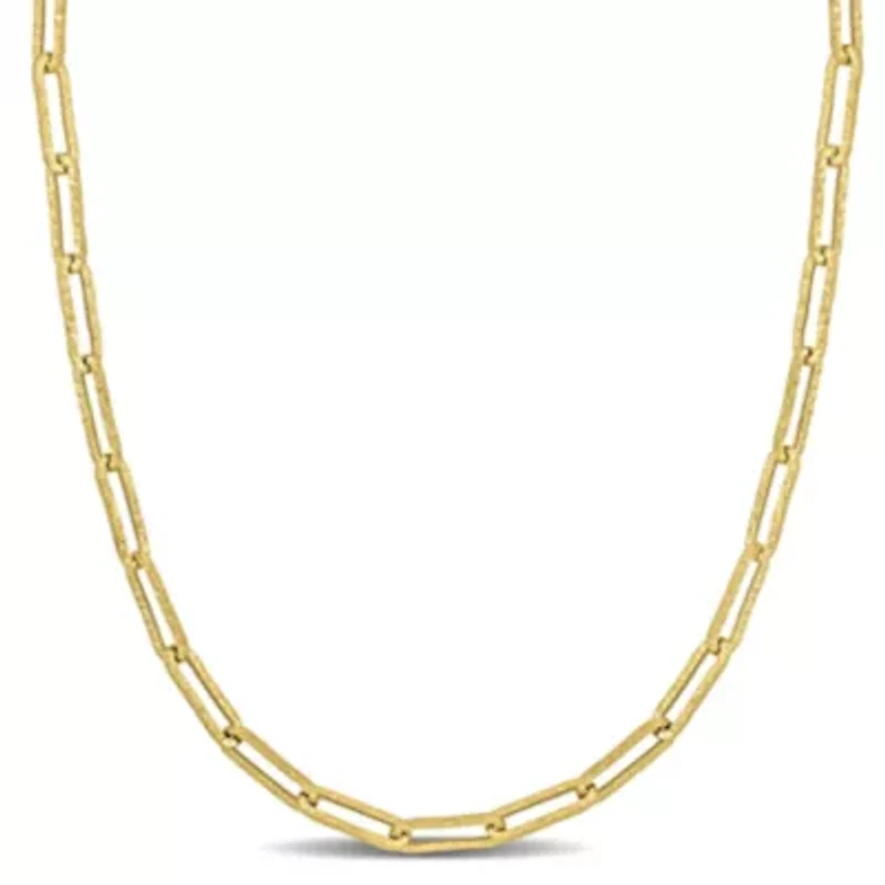 6.3mm Textured Paperclip Chain Necklace in 10k Yellow Gold, 34 in