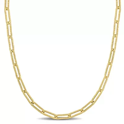 6.3mm Textured Paperclip Chain Necklace in 10k Yellow Gold, 34 in