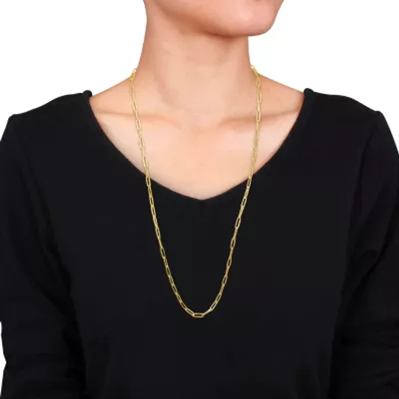 6.3mm Textured Paperclip Chain Necklace in 10k Yellow Gold, 34 in