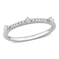 1/7 CT TGW Lab Created Diamond Semi-Eternity Ring Platinum Plated Sterling Silver