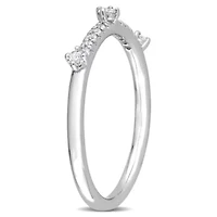 1/7 CT TGW Lab Created Diamond Semi-Eternity Ring Platinum Plated Sterling Silver