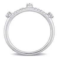 1/7 CT TGW Lab Created Diamond Semi-Eternity Ring Platinum Plated Sterling Silver