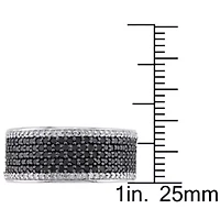 1 CT TW Black and White Diamond Anniversary Band Sterling Silver with Rhodium