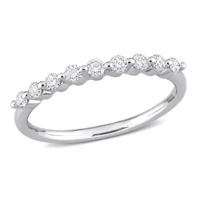 1/3 CT TGW Lab Created Diamond Semi-Eternity Ring Platinum Plated Sterling Silver