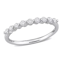 1/ CT TGW Lab Created Diamond Semi-Eternity Ring Platinum Plated Sterling Silver