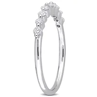 1/ CT TGW Lab Created Diamond Semi-Eternity Ring Platinum Plated Sterling Silver