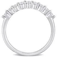 1/ CT TGW Lab Created Diamond Semi-Eternity Ring Platinum Plated Sterling Silver