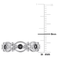 1/6 CT TW Black and White Diamond Vintage Ring Sterling Silver with Rhodium