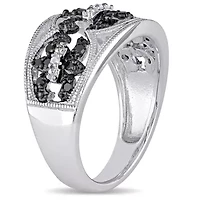 1/4 CT TW Black and White Diamond Ring Sterling Silver with Rhodium