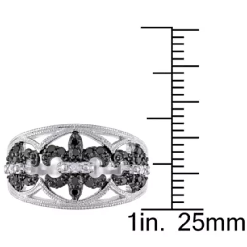 1/4 CT TW Black and White Diamond Ring Sterling Silver with Rhodium