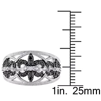 1/4 CT TW Black and White Diamond Ring Sterling Silver with Rhodium