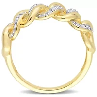 1/4 CT TW Diamond Interlocking Link Ring Yellow Plated Sterling Silver