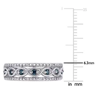 1/4 CT TW Blue and White Diamond Filigree Infinity Anniversary Band Sterling Silver