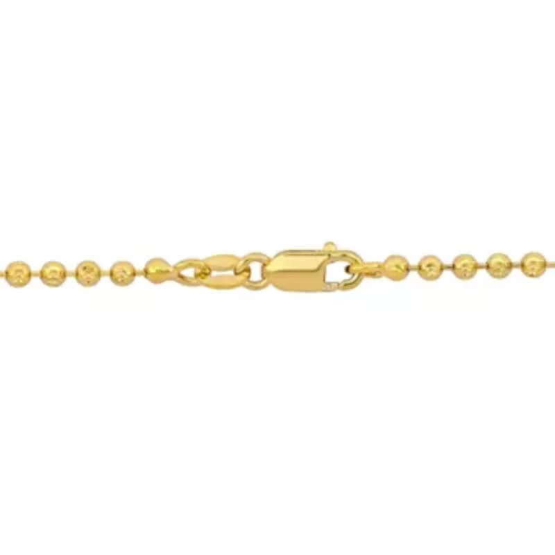 2mm Diamond Cut Ball Chain Necklace in 10k Yellow Gold, 18 in