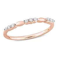 1/10 CT TW Diamond Promise Band Ring Rose Plated Sterling Silver