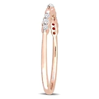 1/10 CT TW Diamond Promise Band Ring Rose Plated Sterling Silver
