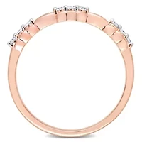 1/10 CT TW Diamond Promise Band Ring Rose Plated Sterling Silver